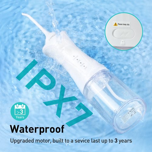 COSLUS Water Dental Flosser Pick for Teeth C30(FC5360): 4 Modes Cordless Portable 300ML Larger Tank Water Teeth Cleaner IPX7 Waterproof Flossing Cleaning Picks for Home Travel White