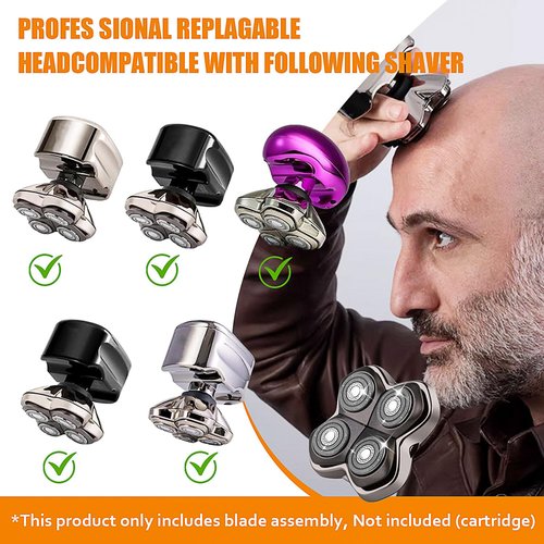 Replacement Blades Shaver PRO 4 Heads Compatible with Skull Head Shaver, Electric Shaver Replacement Blade for Pitbull, Butter flykiss pro & Palm for Bald Men (2 Pcs)