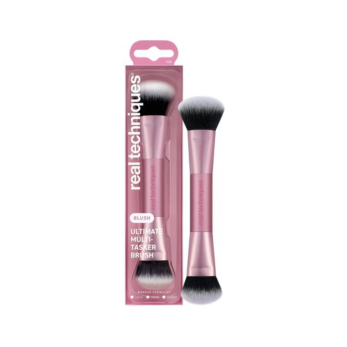 Real Techniques Ultimate Multi Tasker Brush, Dual-Ended Makeup Brush for Foundation, Blush Bronzer & Powder, Precision Sculpting & Blending, UltraPlush Bristles, Cruelty-Free, 1 Count