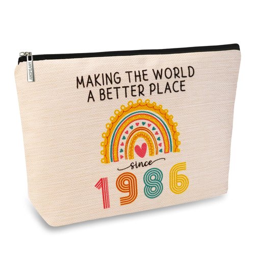 ancpeany 40th Birthday Gifts Women Makeup Bag, 40th Birthday Decorations for Women Her, 1986 Anniversary 40 Year Old Birthday Gifts for Woman, Mom, Sister, Friend, Mothers Day, Cosmetic Travel Pouch