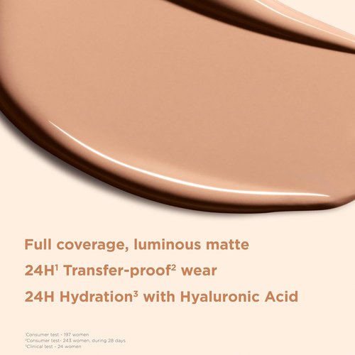 Clarins Skin Illusion Foundation - Longwear Full Coverage with Luminous Matte Finish | 24H Hydration & Transfer Proof | 1 Fl Oz
