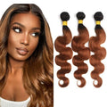Luxvogue Bundles Human Hair 14 16 18 Inch Body Wave Chocolate Brown T1B/30 Human Hair Bundles Unprocessed Brazilian Virgin Human Hair Quick Weave for Black Women
