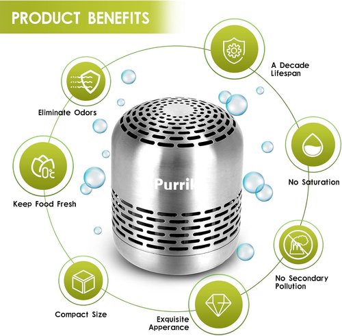 Purriko Refrigerator Deodorizer - Lasts Up to 10 Years | Effective Odor Eliminator & Air Purifier