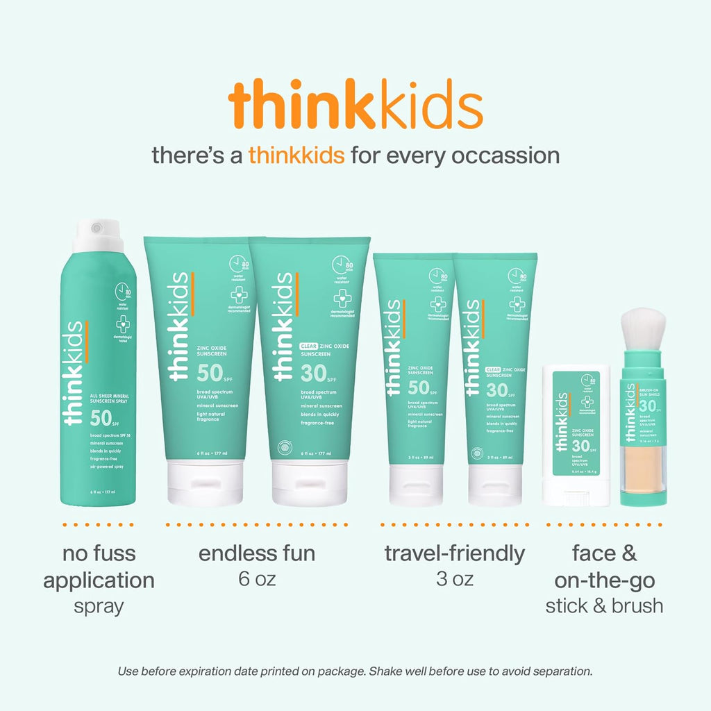 Thinksport Kids Sunscreen Spray - SPF 50 Mineral Protection | Water-Resistant, 6 Fl Oz