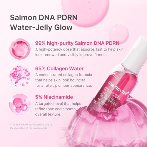 Medicube PDRN Pink Collagen Glow Jelly Serum - Lightweight Water-Jelly for Plump, Supple Skin | Radiance & Elasticity Care | 1.01 fl. oz