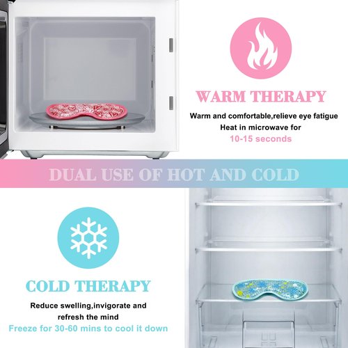 2 Pack Cooling Eye Mask, Reusable Gel Eye Masks for Puffy Eyes, Cold & Warm Compress for Dry Eye, Post Surgery, Puffiness, Allergies, Sinuses & Migraines Relief, Eye Masks for Sleep Unisex (Blue+Pink)