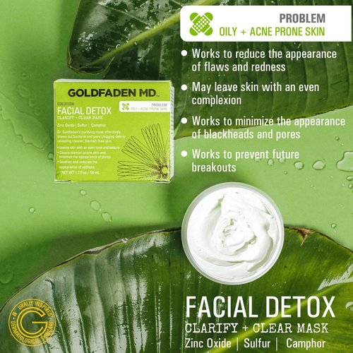 Goldfaden MD Facial Detox Mask - Clarifying Face Mask with Zinc Oxide & Salicylic Acid | 1.7 fl oz