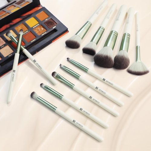 HEYMKGO Makeup Brushes, 12 Pcs Professional Makeup Brush Set Premium Synthetic Foundation Powder Blush Concealer Blending Eyeshadow Lip Eyebrow Make Up Brushes Kit with Travel Bag