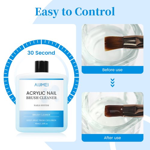 AIJIMEI 120ml Nail Brush Cleaner Quickly Clean Gel Nail Brushes, Paint Art Brushes Tools, Cleaner and Restorer for Acrylic Nail Art for Beginner DIY Use 3pcs 40ml