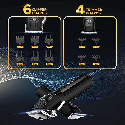 Skiennix Professional Hair Clippers - Cordless Beard Trimmer Kit with LED Display | Rechargeable Grooming Set (Black)