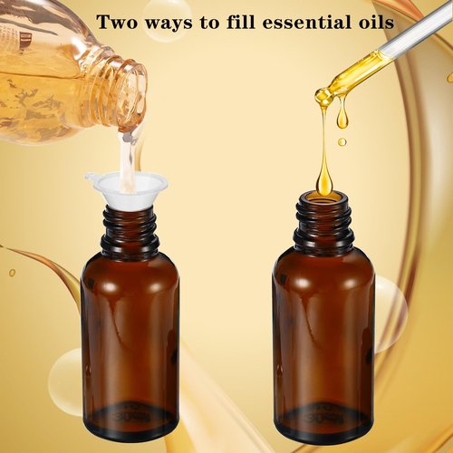 HEYLEAYAR 50ML Roller Bottles for Essential Oil, 3 Pack Empty Amber Glass Roller Bottle for Perfume Oil, Roll on Bottles with Stainless Steel Roller Balls, Opener, Funnel and Dropper