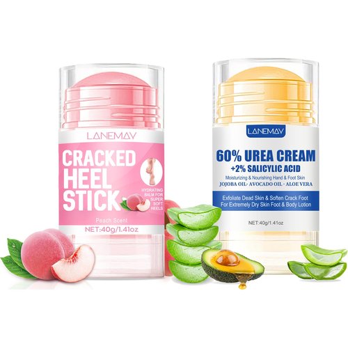 DENESTUP 2Pcs Urea Cream 60% for Feet & Dry Cracked Skin, Cracked Heel Repair Stick Maximum Strength Moisturizing Foot & Hand Balm, Repair Creams for Dry Feet, Knee, Elbow and Hand