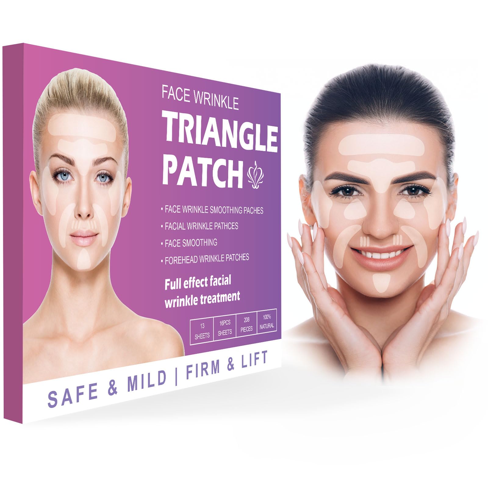 WENLIHAOBO Facial Wrinkle Patches 208 Pcs,Anti Wrinkle Smoothing Strips,Set of Reusable Face Tape for Reducing Forehead Eye and Upper Lip Patches,Complete Treatment Set