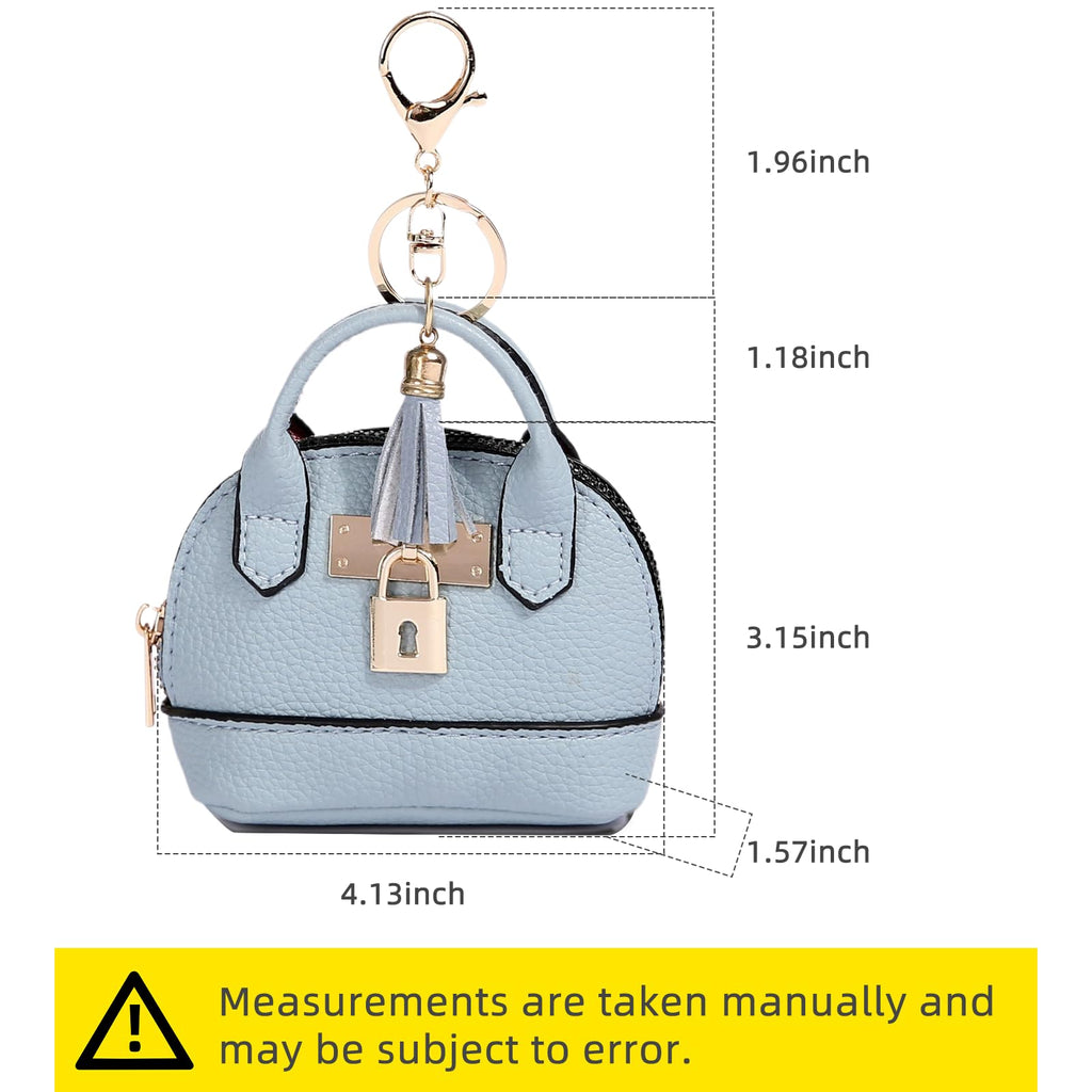 YJUBAOA 2 PCS Cute Mini Tote Bag Keychain for Women PU Leather Mini Backpack Purse Keychain Little Cosmetic Bag Key Lipstick Card Data Cable Organizer