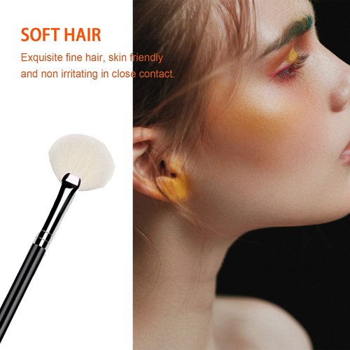 Ksvsonrvi 6PCS Highlighter Fan Brush for Face Highlighting, Buffing and Blending With Powder Cream, Blusher Highlighter Applicator Makeup Tool