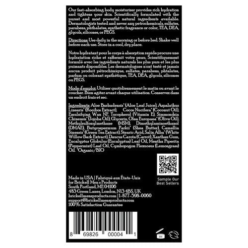 Brickell Men's Deep Moisture Body Lotion - Natural & Organic Hydration for Dry Skin | 8 Ounce Scented