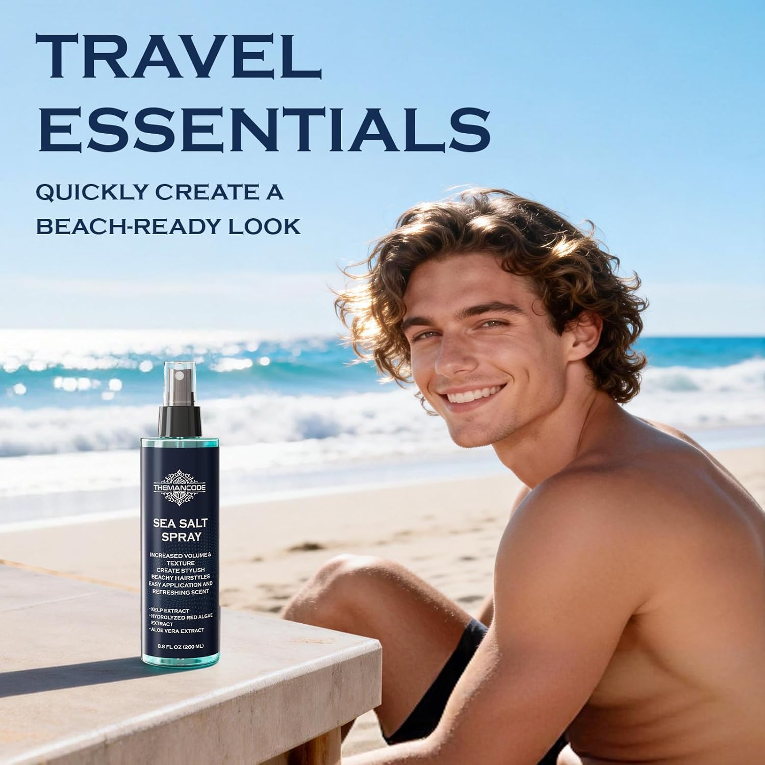 THEMANCODE Sea Salt Spray for Men - Texturizing Hairspray for Instant Volume | 8.8 Oz Travel Essential