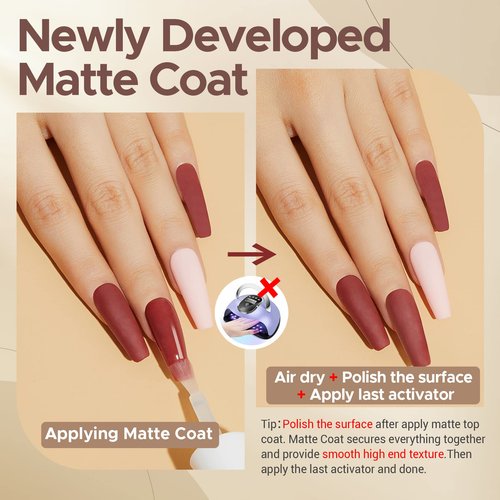 AZUREBEAUTY Dip Powder Liquid Set Base & Top Coat with Activator Matte Top Coat Comprehensive Professional Dipping Powder Essential Set for Dip Nail Art 15 ml 0.5 Oz Fast Dry No Nail Lamp Needed
