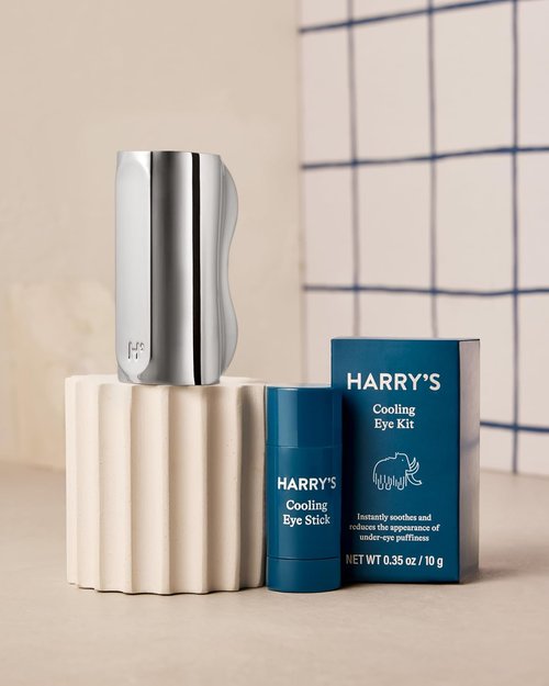 Harry's Cooling Eye Kit for Men - Gua Sha Depuffing Facial Massage Tool & 2 Cooling Eye Sticks