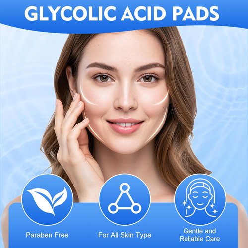 Glycolic Acid Pads, Dual-Sided Facial Exfoliating Pads with Glycolic Acid & Niacinamide to Reduce Wrinkles, Deep Clean Pores and Brighten Skin, for All Skin Types, 60 Count