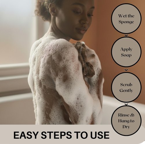 SUDNY Authentic African Net Sponge - 2 Pieces African Exfoliating Body Scrubber Bath Sponge - Daily Use & Quick-Dry Mesh for Smooth Skin - Real African Body Care Bathing Accessories | Pink $ Orange