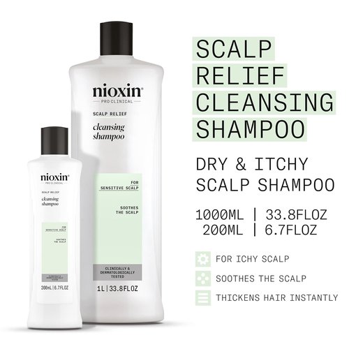 Nioxin Scalp Relief Cleansing Shampoo - Soothes & Hydrates Sensitive Scalps | Aloe Vera & Vitamin E Infused