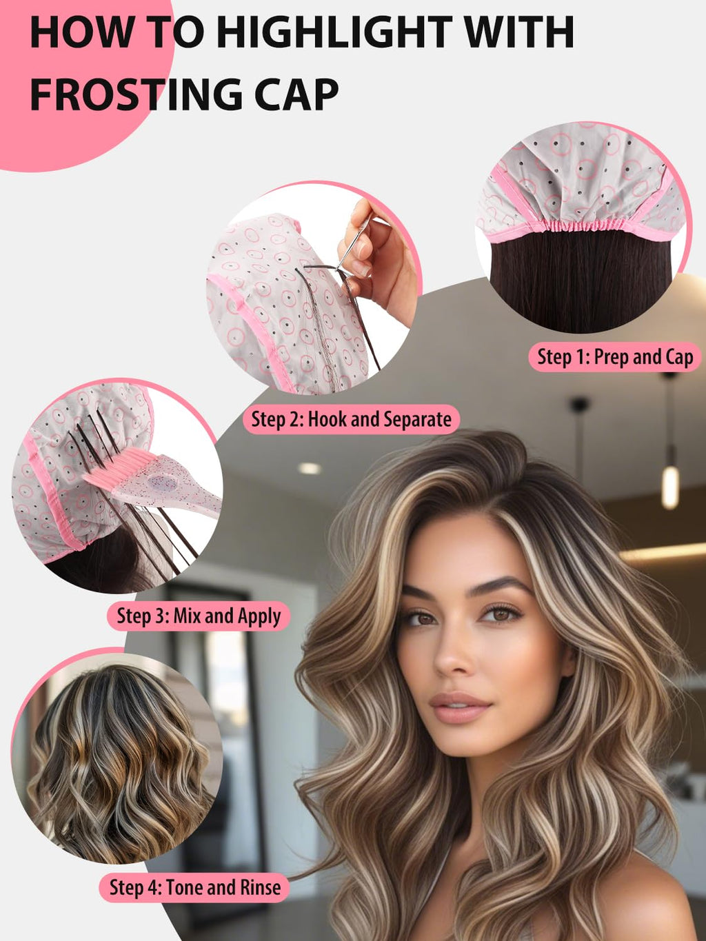 YOOVR 19PCS Hair Bleach Highlighting Kit - Complete Set with Brush, Bowl, Gloves & Frosting Cap for Home Use