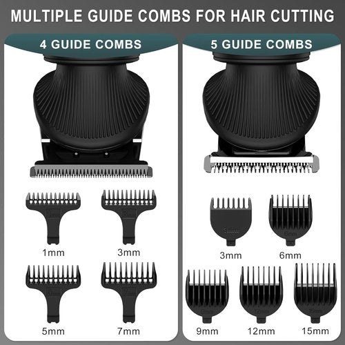 Scttomon Beard Trimmer for Men Professional Mens Beard Grooming Kit T-Blade Trimmer Electric Shaver Razor Nose Body Trimmer Hair Cutting Kit Cordless 7 in 1 Black