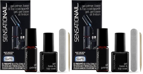 Sensationail Base and Top Coat Gel Polish Refill Kit - Includes Gel Primer, Black, 0.37 Fl Oz (Pack of 2)