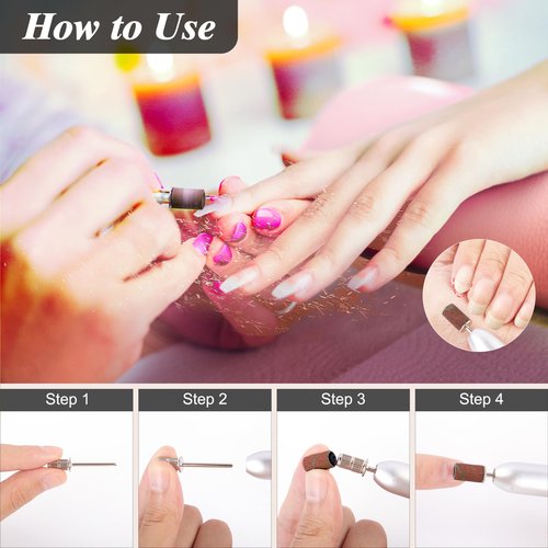BELICOO Sanding Bands for Nail Drill 300Pcs, w/ 7Pcs Nail Drill Bits, 150#180#240#Grit Nail Sanding Bands for Manicures Pedicures, Electric Nail File Bits