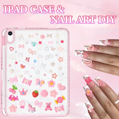 330 Pcs Junk Case Charm Kit, Bear Candy Cartoon Junk Phone Case Charm, Pink White Moon Star Pearls for Junk Cases, Flatback Resin Slime Charms for Nail Art Supplies Craft DIY