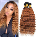 Brown Human Hair Bundles 1B30 Human Hair Ombre Bundles Brown Deep Wave Human Hair Bundles Wet And Wavy Unprocessed Brazilian Virgin Human Hiar Bundles Brown Deep Wave Bundles Human Hair 14 14 14 Inch