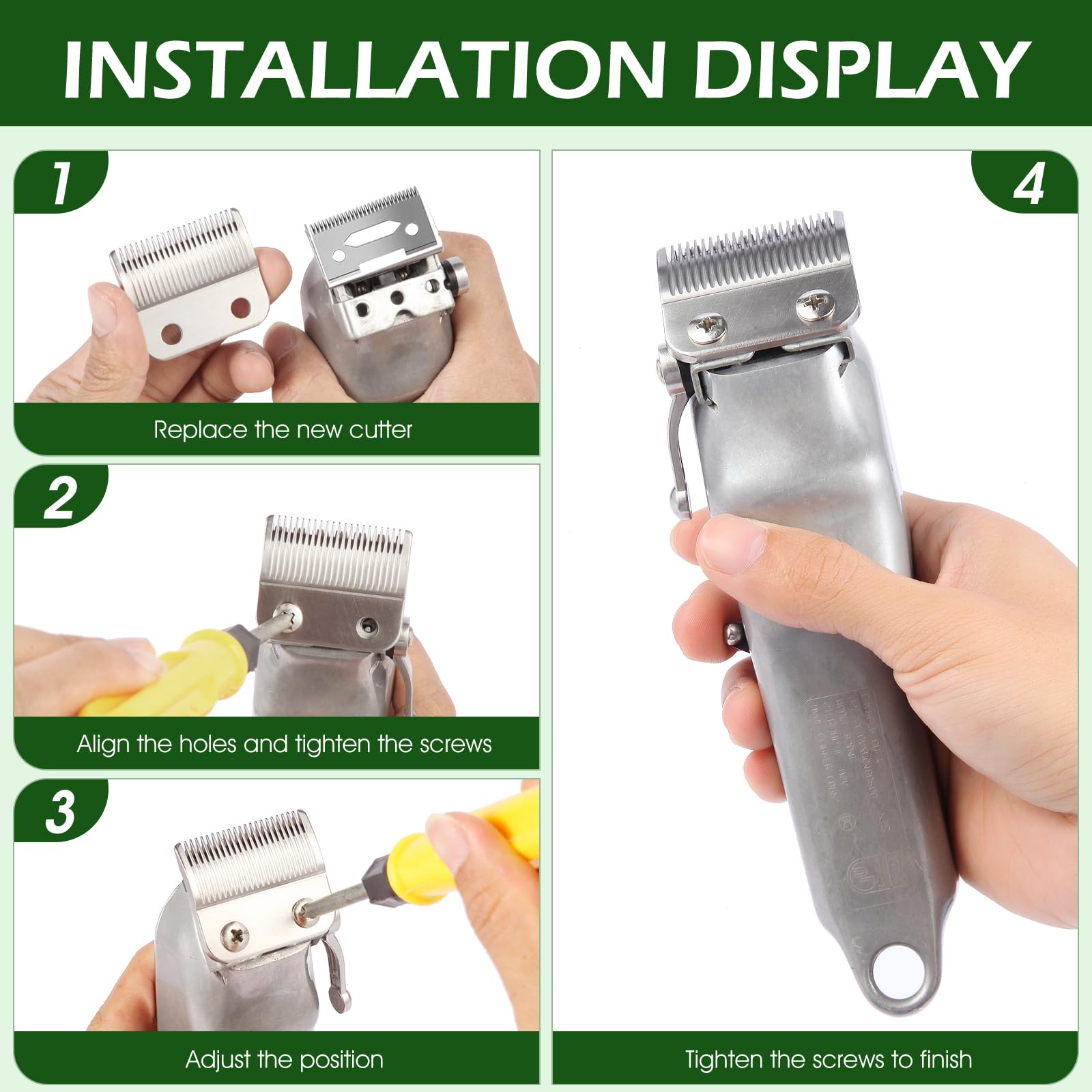 ZZYZSFUS 4 Pack Professional Replacement Clipper Blades,Precision 2 Holes Adjustable Hair Clipper Parts Blade for 5-Star Senior, Magic Clip, Reflections Senior