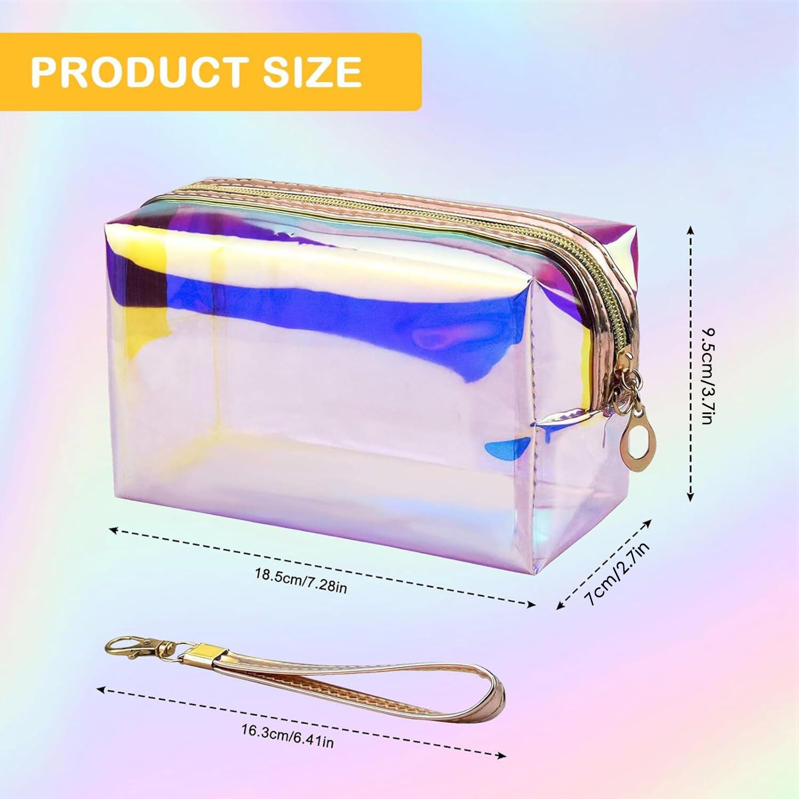 Voittozege 8-Piece Holographic Iridescent Makeup Bag Set with Zipper - Portable Holographic Cosmetic Bags for Makeup Tools Organization