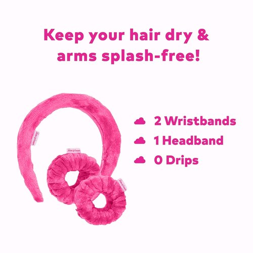 Original MakeUp Eraser Drip Eraser Set - Absorbent Headband & Wristbands for Spa Use | 3-Piece Set