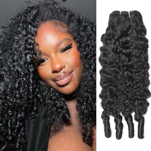 Burmese Curly Bundles Human Hair 20 Inch 12A Water Wave 1 Bundle 100% Unprocessed Quick Weave 3c4a Deep Wave Bundles with Spiral Curly End Real Human Hair Extensions Natural Black
