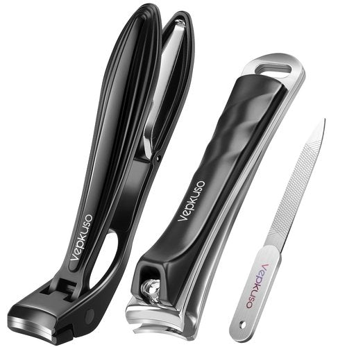 Vepkuso Toenail Clippers&Nail Clippers for Seniors Thick Nails - Professional Nail Clippers Set for Men/Women, Manicure Kit with Angled Head, Stainless Steel Toe Nail Cutter, Gift Idea
