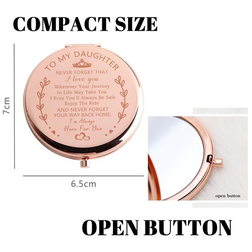 Sanamuo Daughter Gifts Compact Mirror for Daughter Gifts from Mom Dad, Birthday Gift for Daughter, Valentine's Day Graduation Wedding Anniversary (Rose Gold)
