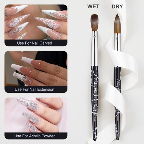 Kolinsky | Acrylic Nail Art Brush Size 10 - 100% Pure Hair for Professional Manicure & DIY Salon, Black