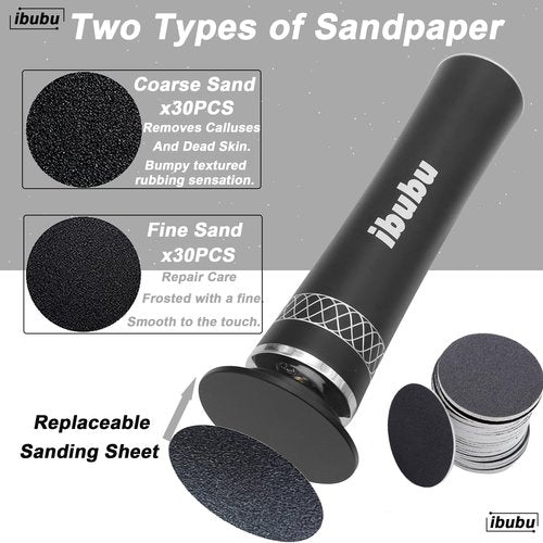 ibubu Upgrade Electric Feet Callus Remover Professional Powerful Foot File Pedicure Grinder Sanders 24V Power 1200RPM Speed Adjustable for Dead Dry Crack Skin Calluses (Black)