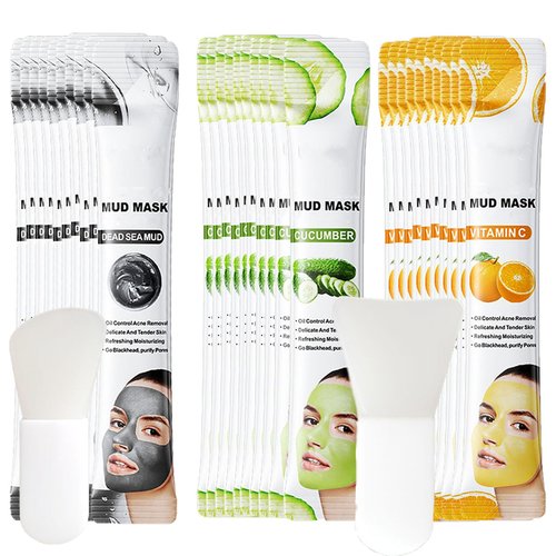 Etuanxi 30Pcs Recovery Mud Mask Clay Mask for Face Vitamin C & Cucumber & Dead Sea Mud Masks for Face Face Mask Moisturizing Deep Cleansing Mud Mask Skin Care Set