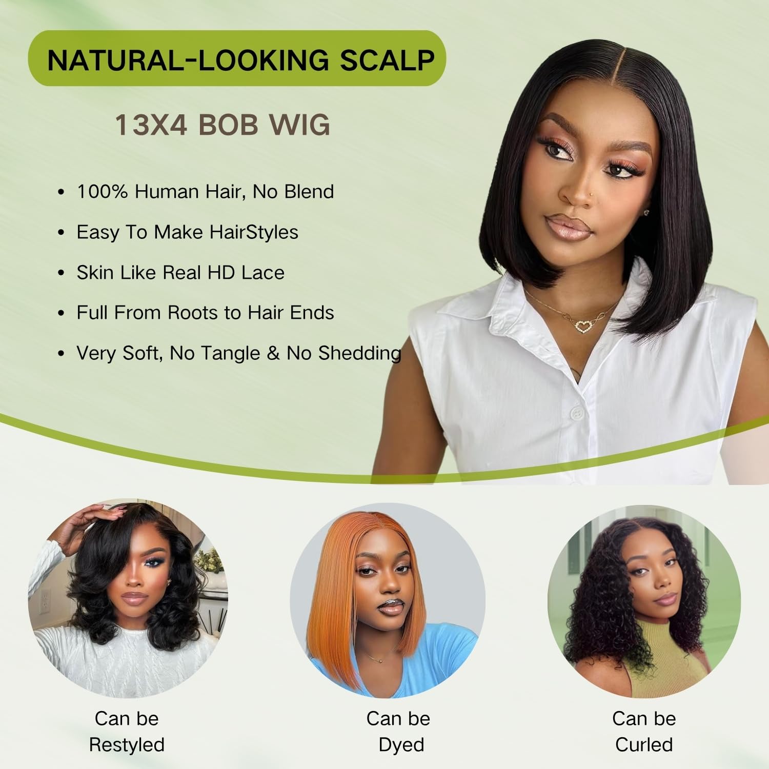 YFOXI Bob Wig Human Hair 13x4 HD Lace Front Wigs Human Hair Pre Plucked Short Straigh Bob Lace Frontal Wigs for Black Women 150% Density Straight Bob Human Hair Wig Glueless Wigs（6 Inch）