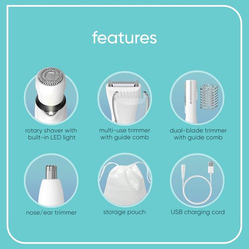 Conair GIRLBOMB All-in-One Trimmer & Shaver Set for Women - Wet/Dry, Rechargeable Design