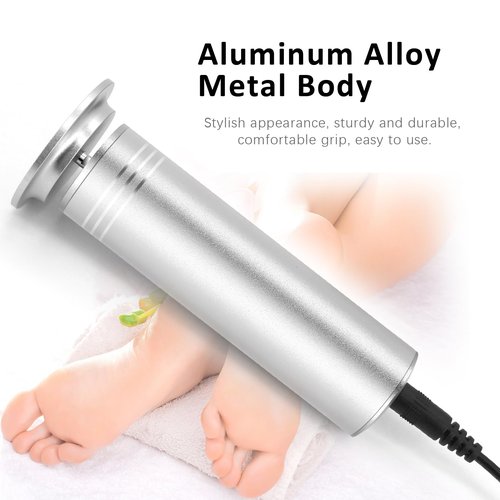 Upgraded Electric Foot Callus Remover 1200rpm, Professional Electric Pedicure Tools Foot Filer Sander for Dead Skin Cracked Heels, Adjustable Speed, 60 Replaceable Sandpaper Discs, FCR-2 Silver