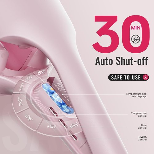 LENA S16 Hair Waver | Beach Waves Curling Iron with 3 Titanium Ceramic Barrels, 1.25 Inch, Pink