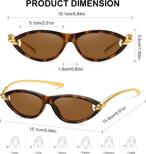 Skiennix Retro Oval Sunglasses - Stylish Cat Eye 90s Sunnies for Men & Women | Lightweight, UV Protection