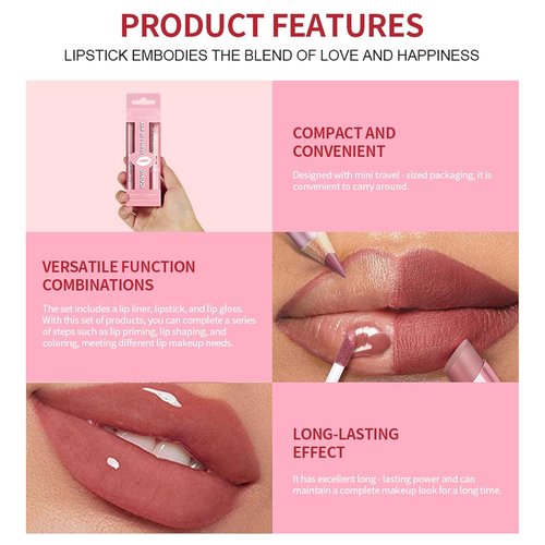 Regine Switzerland Matte Liquid Lipstick Set - Long Lasting Hydrating Lip Balm & Liner | 3PCS Non-Sticky, Waterproof
