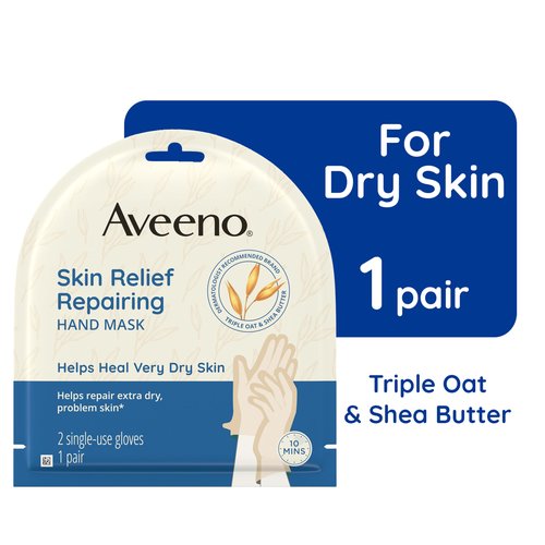 Aveeno Sensitive Skin Essentials Gift Set with Daily Moisturizing Lotion, Body Wash, Calm + Restore Makeup Removing Wipes, & Skin Relief Repairing Hand Mask, 4 Items