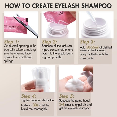 Embagol Lash Shampoo Concentrate Lash Cleaning for Eyelash Extensions Anti-allergic Hypoallergenic and Non-irritation Cleanser for Salon & Home Use(10 bags)