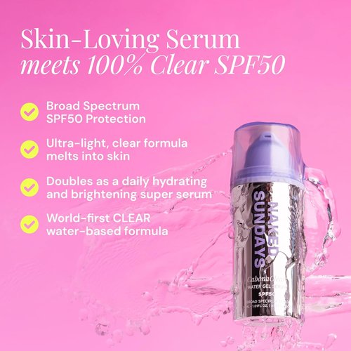 Naked Sundays CabanaClear Facial Sunscreen Serum - SPF 50 Lightweight Water Gel for Sensitive Skin | 30ml